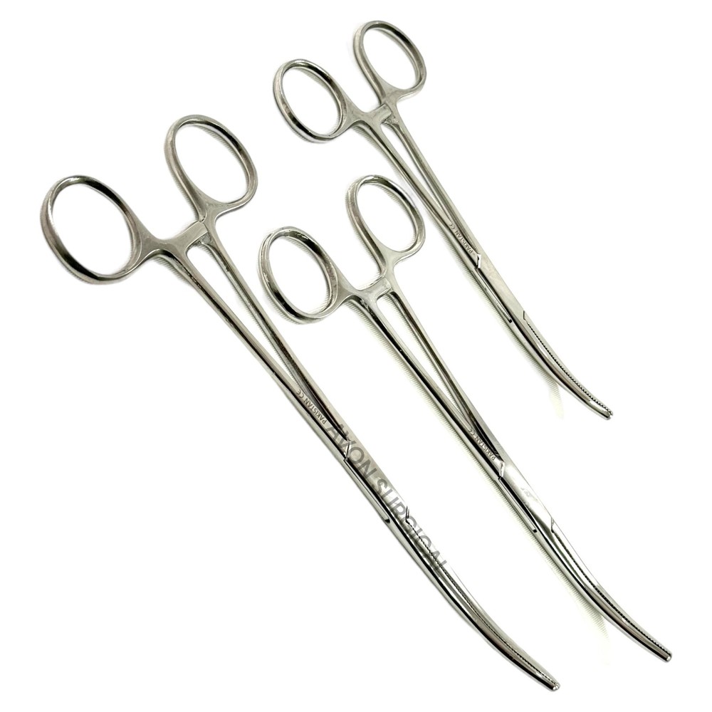 3 Pack – Curved Serrated Hemostat Forceps 6″ + 8″ + 10″ Stainless Steel