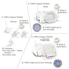 High Power Uv Light Beads Led Chip 3W 5W 10W 20W 30W 50W 100W Ultraviolet Diodes