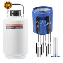 10L Liquid Nitrogen Tank Aluminum LN2 Dewar Cryogenic Container 6 Canisters Bag