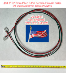 JST PH2.0mm Pitch 3-Pin Female-Female Cable 24 inches 600mm 60cm 26AWG