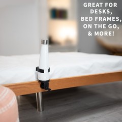 VIVO Black Clamp-on Cup Holder for Desk and Bed Frame, Anti-Spill Drink Support