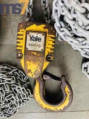 YALE CPA 60-3 PNEUMATIC AIR CHAIN HOIST 6 TONS CAPACITY 32 FT. CHAIN W/ TROLLEY