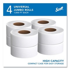 Scott 03148 3.55 in. x 1000 ft. 2-Ply Jumbo Roll Tissue – WT (4 Rolls/CT) New