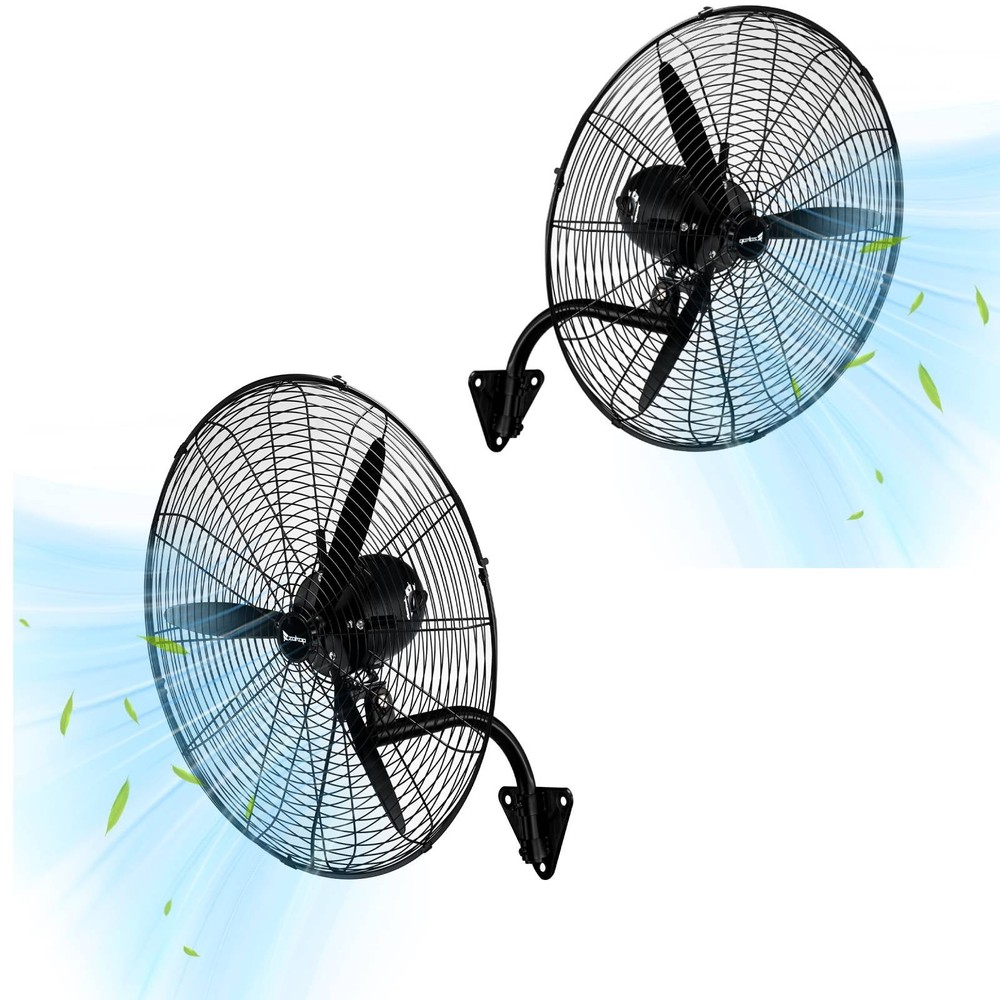 Zokop 2PCS 20” Industrial Wall Mount Fan Metal Fan 4 Speed Ventilation Shop Fan