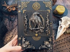 Book of Shadow Witch Grimoire Journal Blank Witchcraft Raven 8×6 in 600 Pages