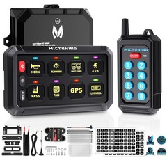 MICTUNING LED Wireless Switch Panel 4-6-8-12 Gang Remote/APP Control Circuit Box