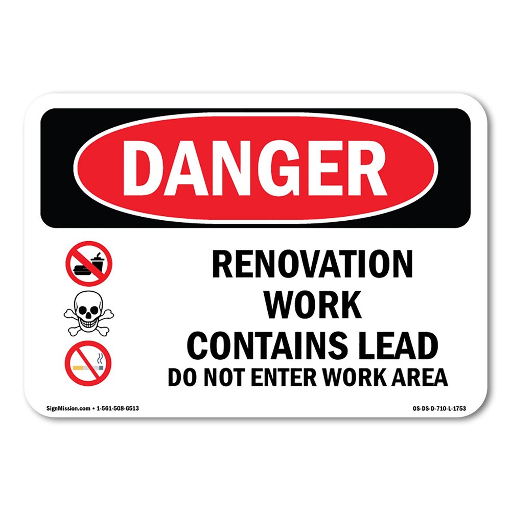 Renovation Work Contains Lead Do Not Enter ANSI Danger Sign Metal Plastic Decal