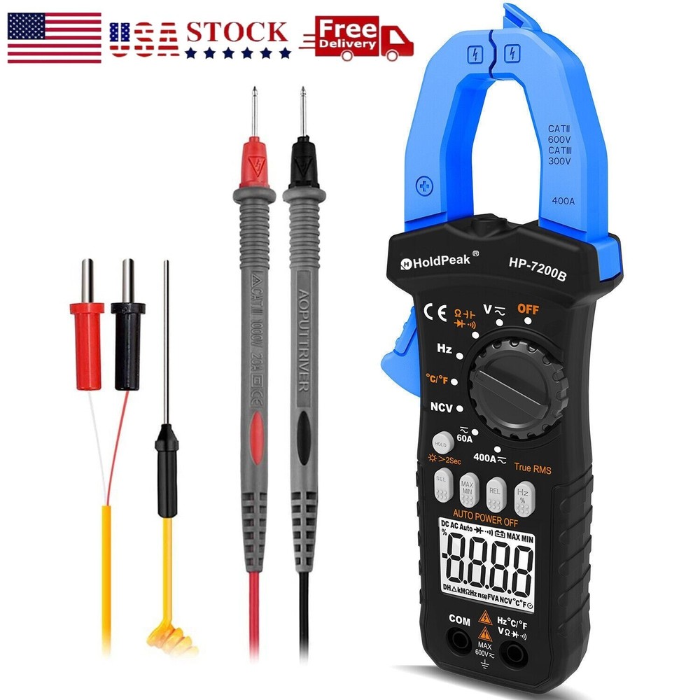 Digital Clamp Meter AC DC Current Multimeter TrueRMS 6000 Counts Amp Volt Tester