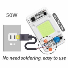 50W 110V 220V LED COB Chip Lamp Floodlight Smart-IC Bulb Bead Warm/Cold White