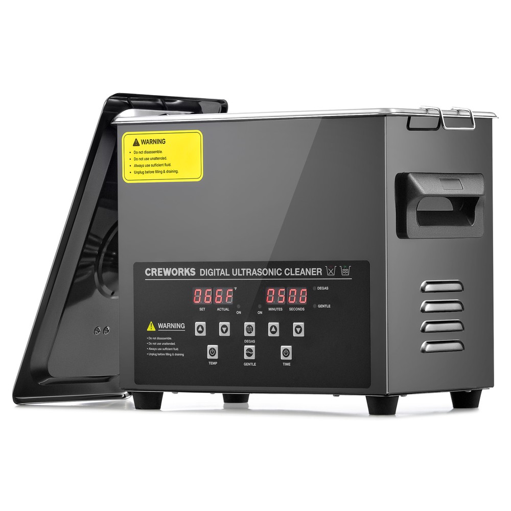 CREWORKS 3L Ultrasonic Cleaner Black Titanium Steel 300W Heater w/ Digital Timer