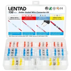 150 PCS Solder Seal Wire Connectors Kit, Waterproof Heat Shrink Butt Connecto…