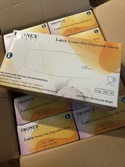 1,000 pcs Latex Disposable Gloves, Powder Free (10 Boxes of 100,)