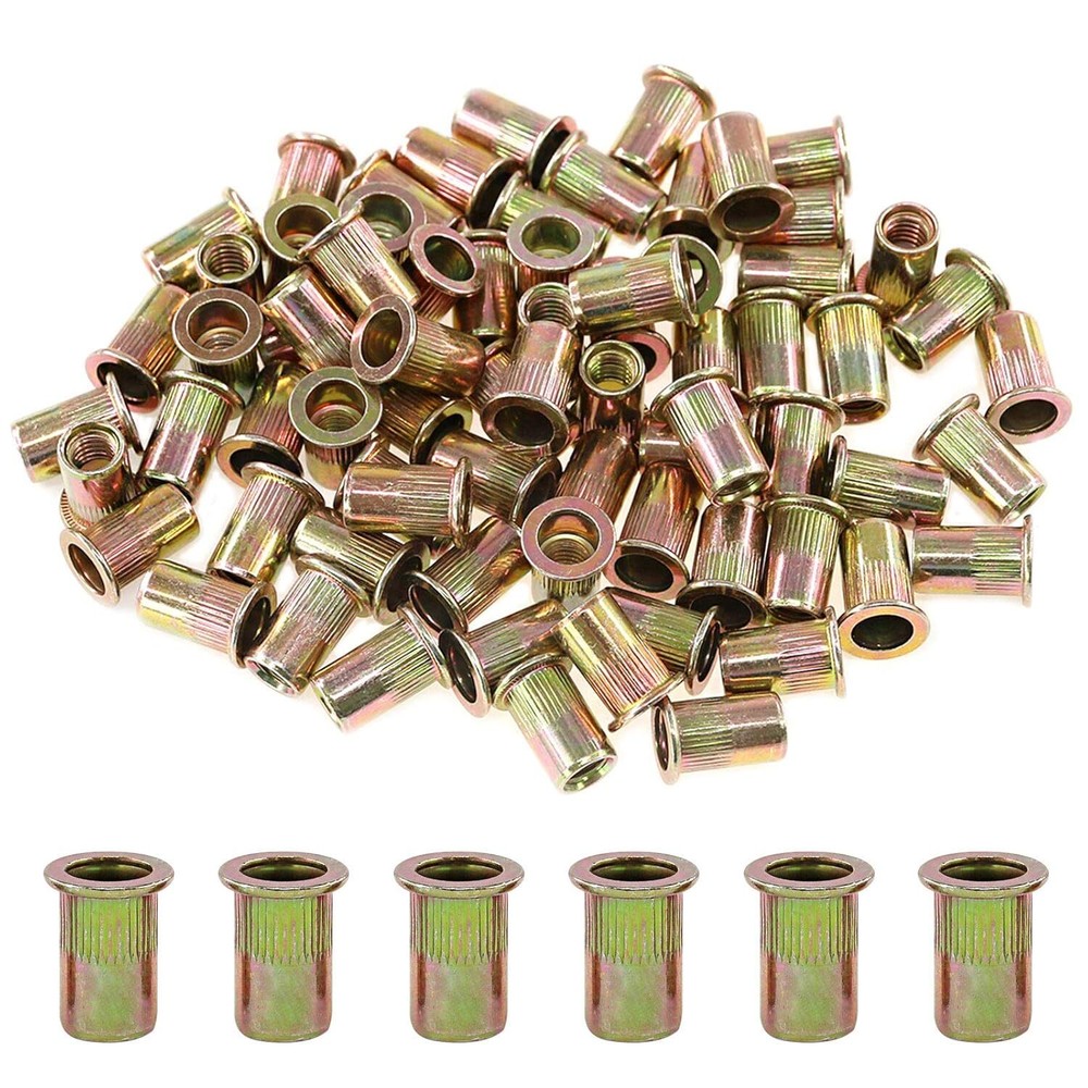 5/16-18 UNC Carbon Steel Rivet Nut Flat Head Threaded Insert Nutsert SAE