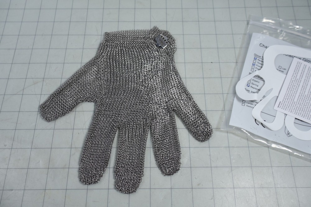 Franklin Size M Stainless Steel Chain Mail Protective Glove 5-Finger Reversible