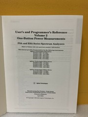 Agilent E4401-90449 PSA/ESA Spectrum Analyzers Measurements + Program Reference