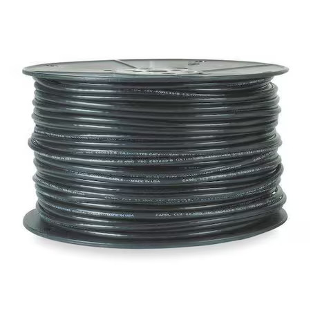 Carol C1202 Communication Cable, 2 C, Black, Carolprene(R), 100 Ft.