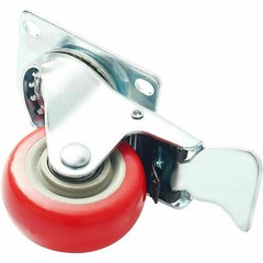 12 Pack 3 Inch Caster Wheels Swivel Plate On Red Polyurethane Wheels With Brake
