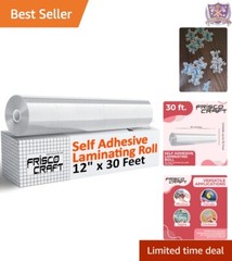 Self Adhesive Laminating Roll – Clear 12″ x 30ft – Glossy, Waterproof, Easy Use