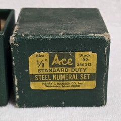 VTG Ace Hanson 1/8″ Steel Numeral Number Stamp Punch Metal Set 9pc USA