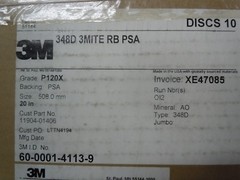 New 3m 51144 348d 3mite rb psa 20″ 180 grit adhesive back. case of 10 discs