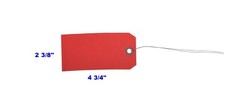 1000 pcs of 4 3/4″ x 2 3/8″ Size 5 Red Cardstock Hang Tag Tags with Wire 13 Pt