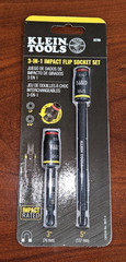 Klein Tools 32768 Impact Rated Driver Set Flip Socket 3-in-1 Bit Holder 1/4 5/16