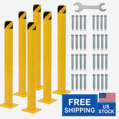 6 Packs in Height Bollard Post, 4.5 in Diameter, Yellow Safety Steel Bollard 42