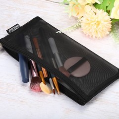 5pcs Mesh Cosmetic Bags, B6 Nylon Zipper Bag Travel Toiletry Pouch Black