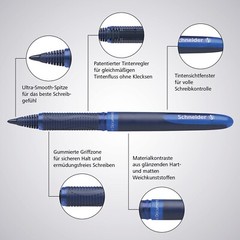 Schneider One Business Rollerball Pen, 0.6mm Ultra-Smooth Tip Blue Barrel Violet