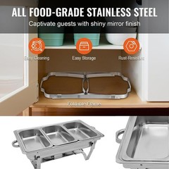 9QT Catering Chafing Dish Food Warmer buffet set 316 Stainless Steel w/3 pan