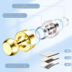 FINDMAG 16 Pack Fridge Magnets Gold Strong Neodymium Rare Earth