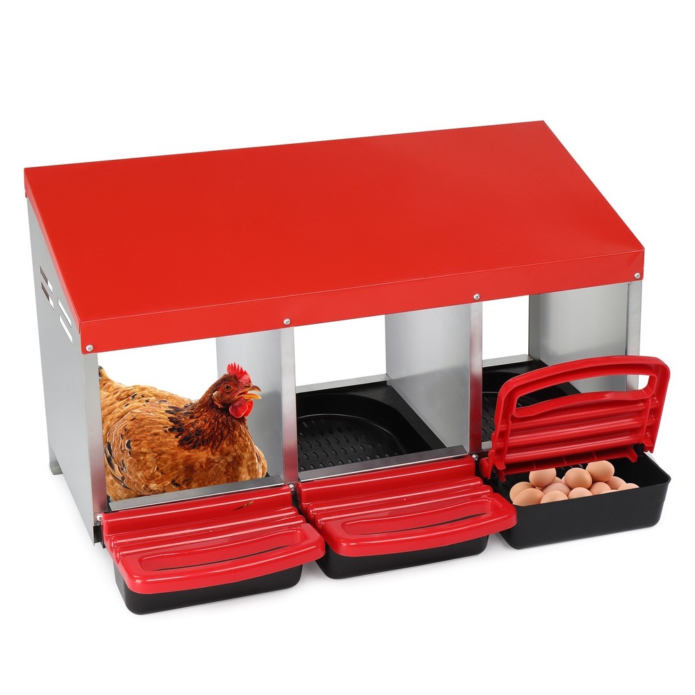 3 Compartments Hen Laying Box Metal Chicken Egg Nexting Boxes for Chicken Coop