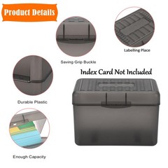 BTSKY 1 Pack 4 x 6 inch Index Card Box-Index 4X6 Inch-1 Pack, Grey