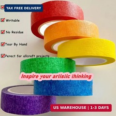 6 Rolls Colored Masking Tape，colored Red, orange, yellow, green, blue, purple