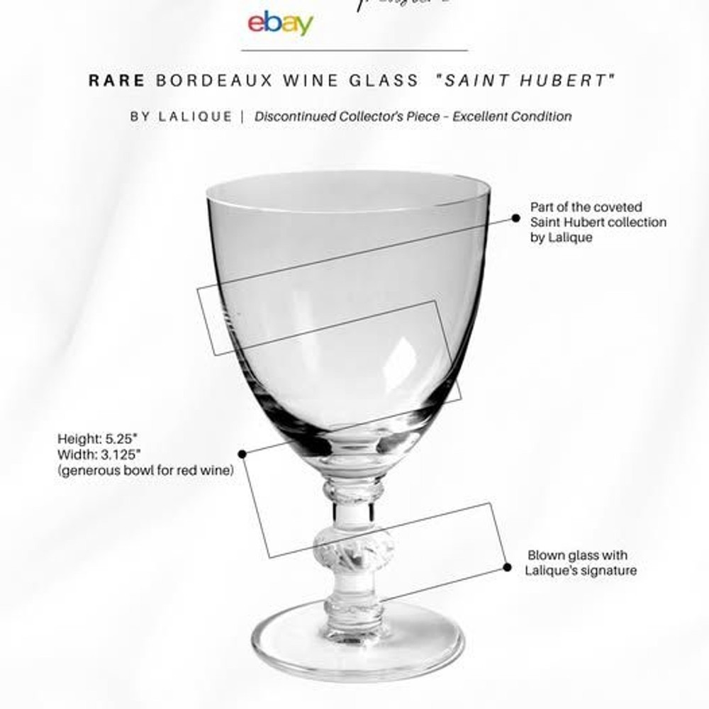 Rare Lalique “Saint Hubert” Bordeaux Wine Glass