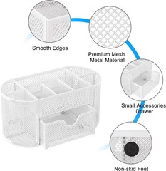 Scratch-Resistant Mesh Desk Supply Holder with Drawer – Organize Your Workspace