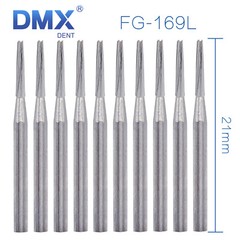 10Pcs DMXDENT Dental Carbide Burs FG-169L 21mm For High Speed Handpiece 1.6mm