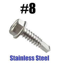 #8 Hex Washer Head Self Drilling Sheet Metal Tek Screws 410 Stainless Steel