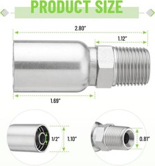 12 Pack 1/2″ Hydraulic Hose Fittings, 1/2″ I.D. Hose x 1/2″ NPTF Male with Cover