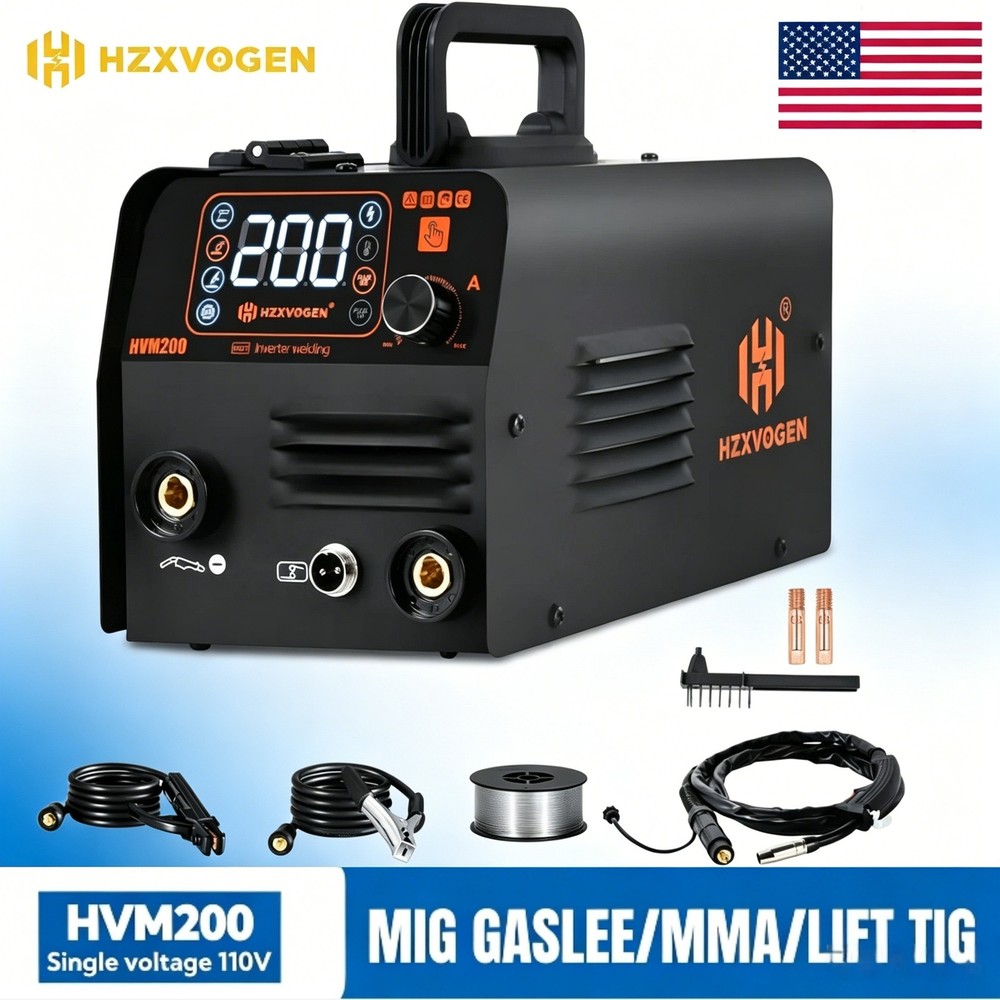 HZXVOGEN HVM200 110V US Welder Digital LCD IGBT Inverter Mini MMA Equipment