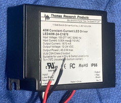 THOMAS RESEARCH LED40W-24-C1670 CONSTANT-CURRENT LED DRIVER, 40W, 12-24VDC