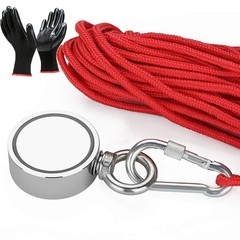 Double Sided Fishing Magnet Kit Pull Force Strong Neodymium+15m Rope+Gloves