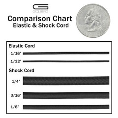 Golberg Black Shock Bungee Cord – 1/4″, 1/16″, 1/8″, 1/32″, 2.5 mm Diameters