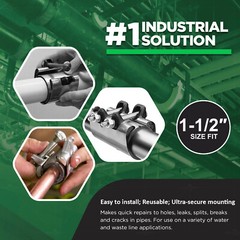 1-1/2 in. x 6 in. Long 2-Bolt IPS Pipe Repair Clamp, Stainless Steel