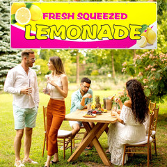 3 X 10 Ft Pink Lemonade Sign Vinyl Banner Fresh Squeezed Lemonade Stand Supplies