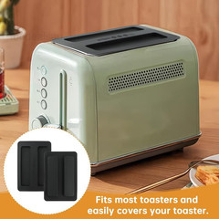 2 Pack Toaster Cover, Silicone 15.8×10.4×1.2cm/6.22×4.09×0.47inch, Black