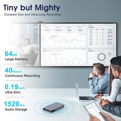 64GB Magnetic Digital Voice Recorder – 40 Hours Continuous Recording