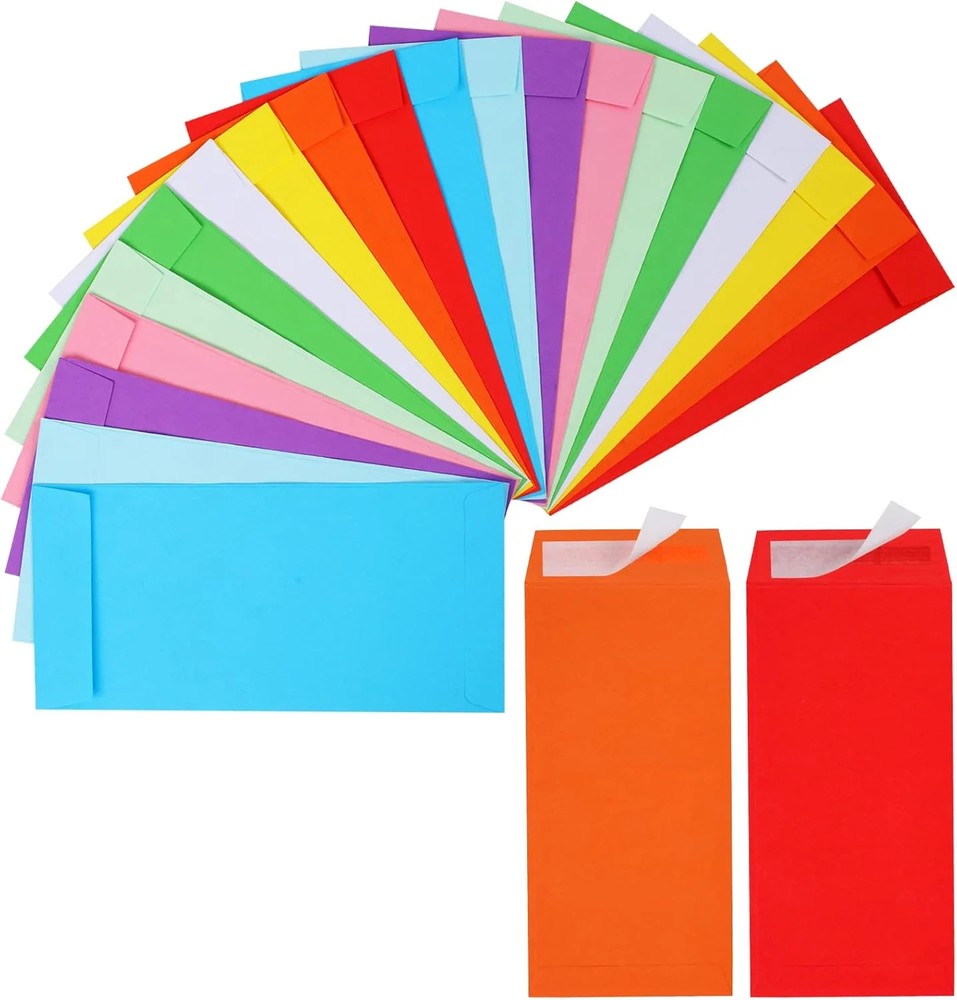 Colorful Cash Envelopes 120 Pack 3.5 X 6.5 Inch – Money Envelopes for Cash, 80 G