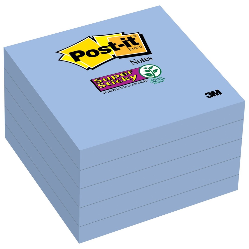 Post-It Notes 654-5SSBW Mediterranean Blue, Super Sticky, 3×3″, Pack of 5 Pads