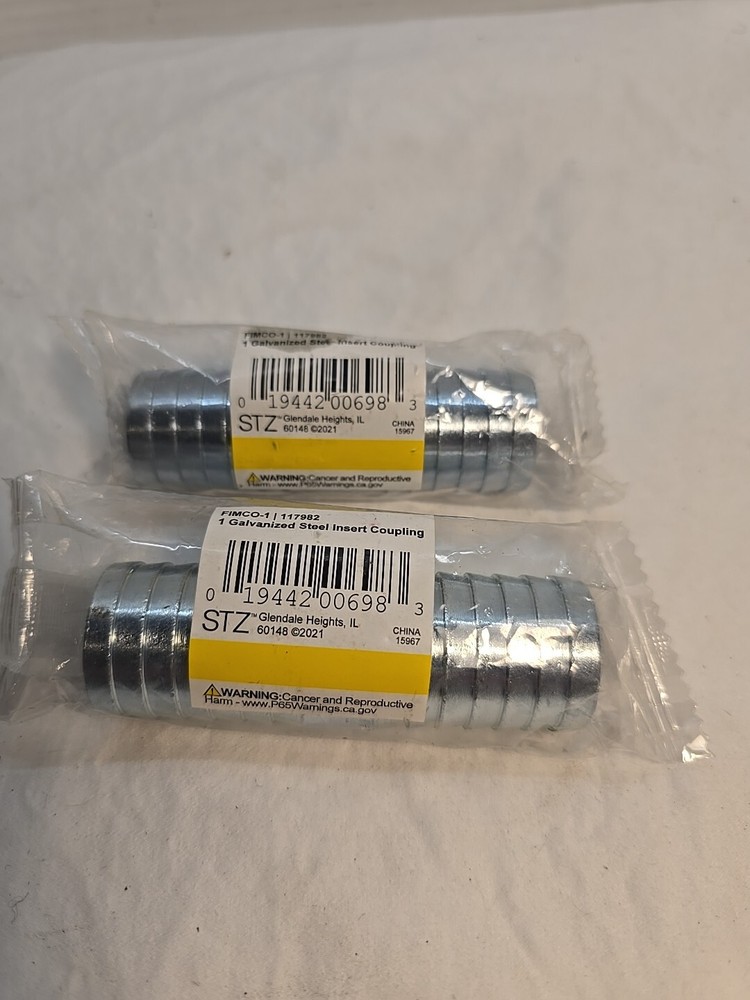 STZ Industries 1 in. Barb x 1 in. Dia. Barb Galvanized Steel Coupling Lot Of 2